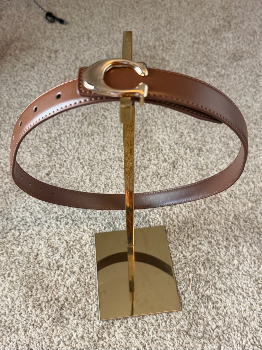 Brown Belt with Gold 'C' Buckle Accent. Very durable & well made. Size- 97cm - Picture 3 of 10
